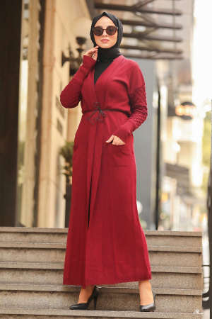 Clared Red Hijab Cardigan 15692BR - 1