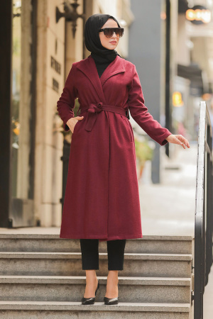 Claret Red Hijab Coat 5173BR - 1