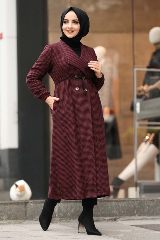 Claret Red Hijab Coat 5580BR - 2