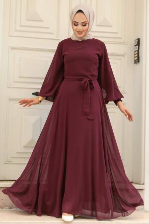 Claret Red Hijab Dress 20550BR - 1