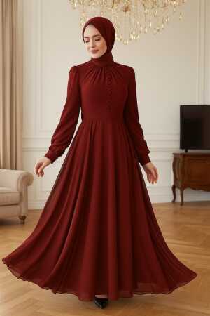 Claret Red Hijab Dress 2703BR 