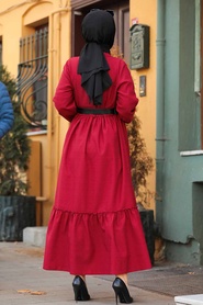 Claret Red Hijab Dress 43290BR - Thumbnail