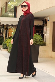 Claret Red Hijab Dress 54530BR - Thumbnail