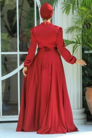 Neva Style - Long Claret Red Muslim Prom Dress 25130BR - Thumbnail