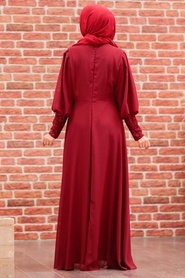Neva Style - Long Claret Red Muslim Bridesmaid Dress 25810BR - Thumbnail