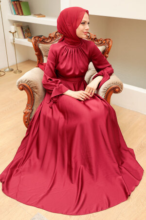 Neva Style - Long Claret Red Modest Prom Dress 3449BR - 3