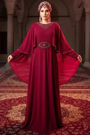 Neva Style -Modern Claret Red Modest Bridesmaid Dress 91501BR - 1