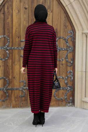 Claret Red Hijab Knitwear Dress 33371BR - 3