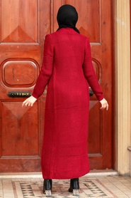 Claret Red Hijab Knitwear Suit Dress 3171BR - Thumbnail