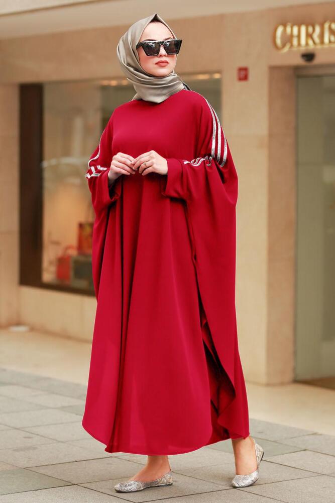 Claret Red Hijab Poncho 5148BR - 1