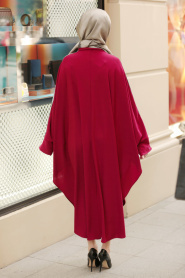 Claret Red Hijab Poncho 5148BR - Thumbnail