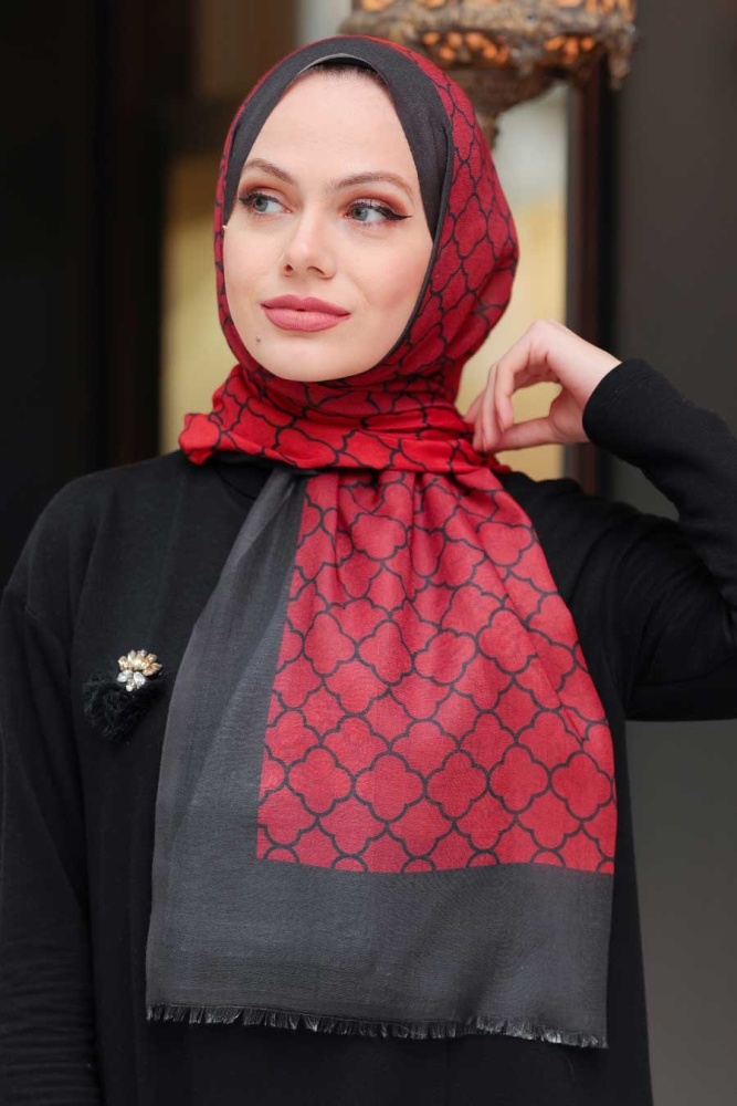 Claret Red Hijab Shawl 50172BR - 1