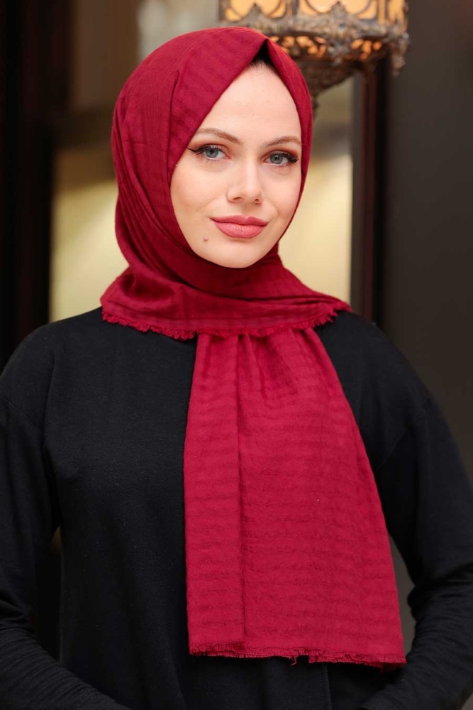 Claret Red Hijab Shawl 50680BR - 1