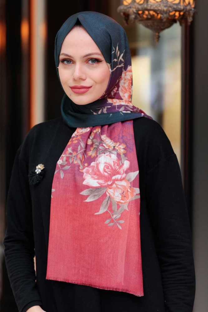 Claret Red Hijab Shawl 51331BR - 1