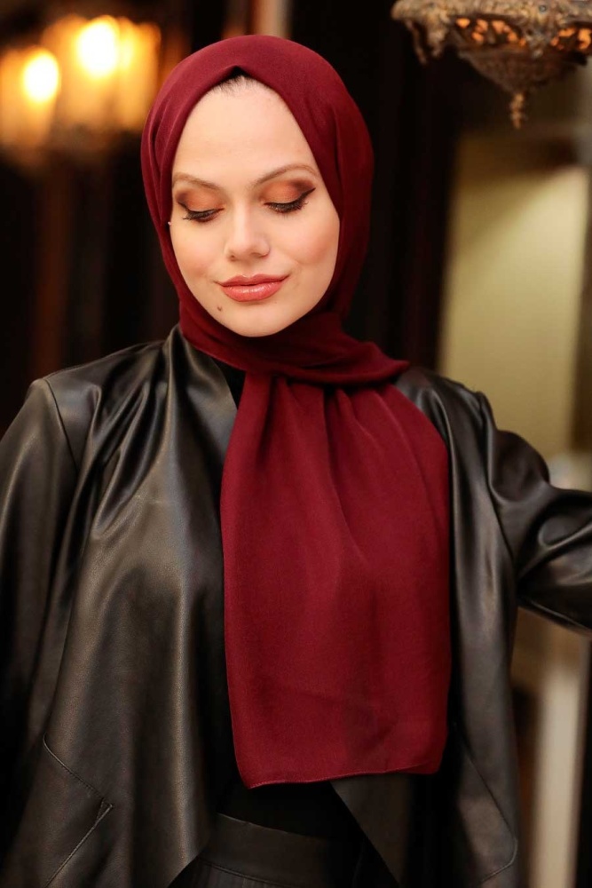 Claret Red Hijab Shawl 53060BR - 4