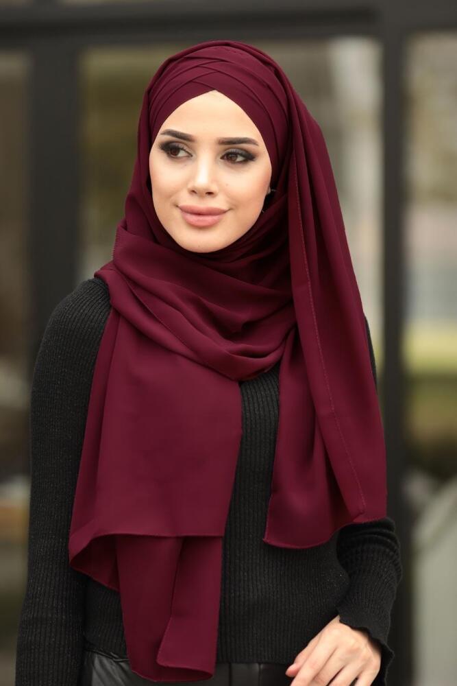 Claret Red Hijab Shawl 7522BR - 1