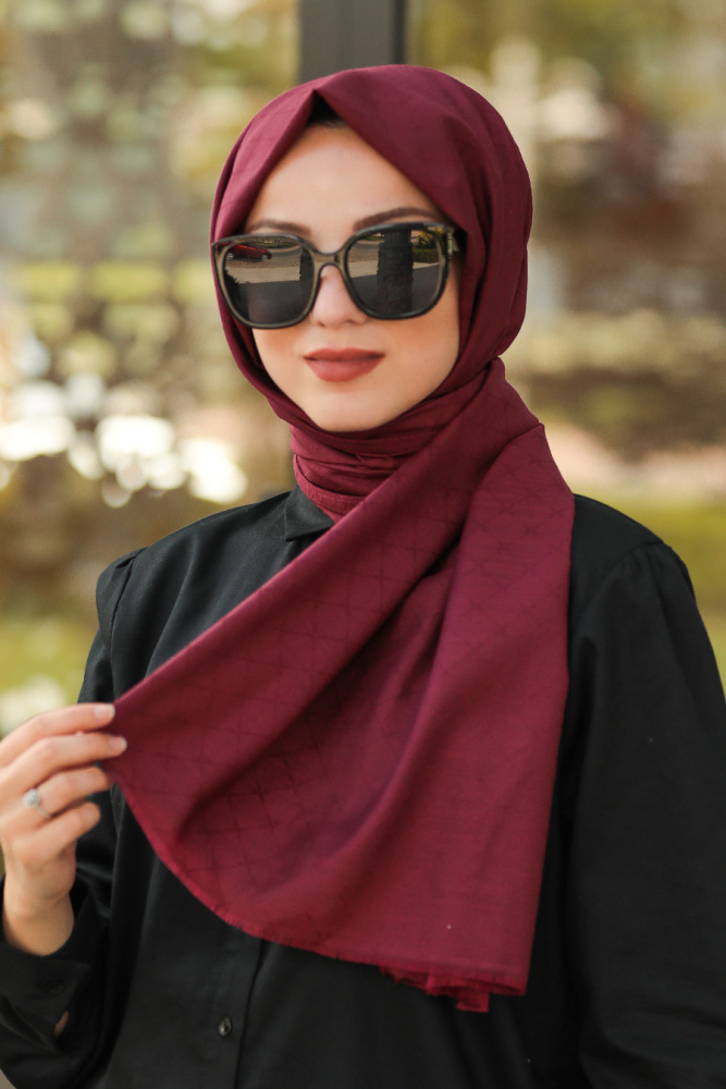 Claret Red Hijab Shawl 7530BR - 1