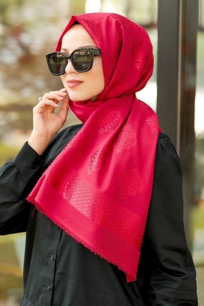 Claret Red Hijab Shawl 7531BR - NEVA STYLE SALLAR