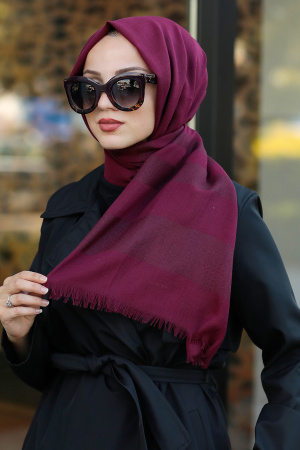 Claret Red Hijab Shawl 7532BR - 1