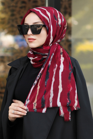 Claret Red Hijab Shawl 7535BR - 1