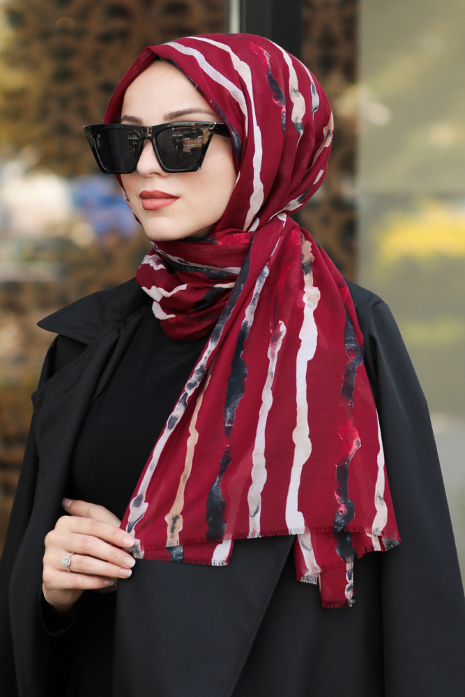 Claret Red Hijab Shawl 7535BR - 1