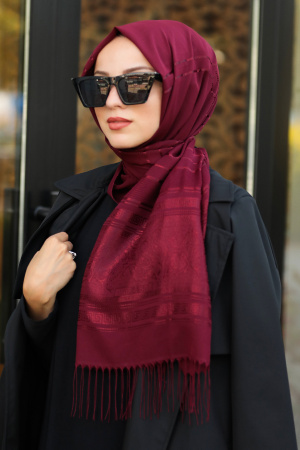 Claret Red Hijab Shawl 7545BR - 1