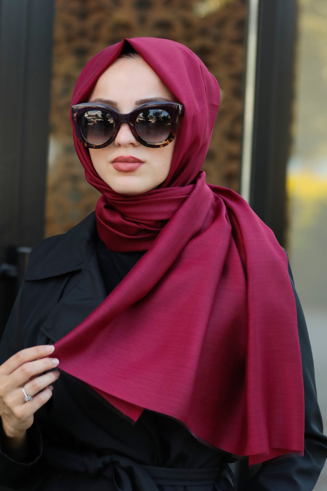 Claret Red Hijab Shawl 7548BR - 1