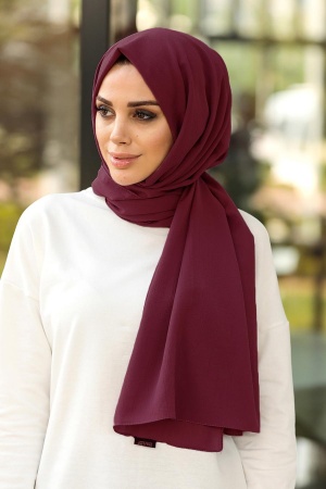 Claret Red Hijab Shawl 7550BR - 1