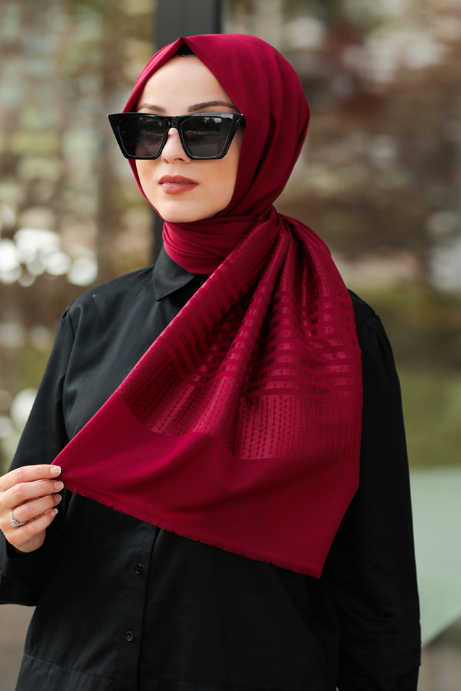 Claret Red Hijab Shawl 7560BR - 1