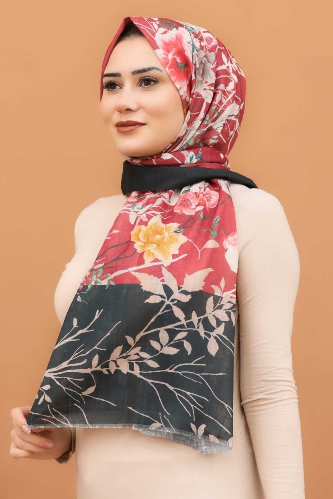 Claret Red Hijab Shawl 7565BR - 1