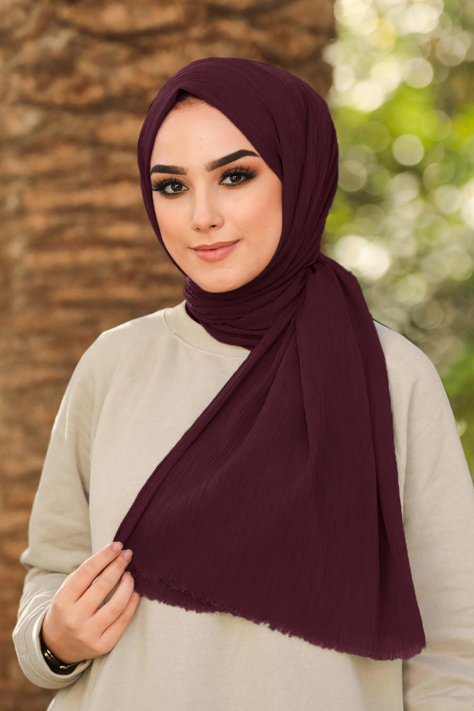 Claret Red Hijab Shawl 7571BR - 1