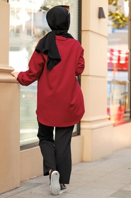 Claret Red Hijab Suit 1301BR - Thumbnail