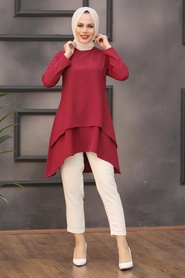 Claret Red Hijab Tunic 5724BR - Thumbnail