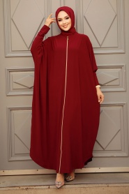 Claret Red Hijab Turkish Abaya 1772BR - Thumbnail