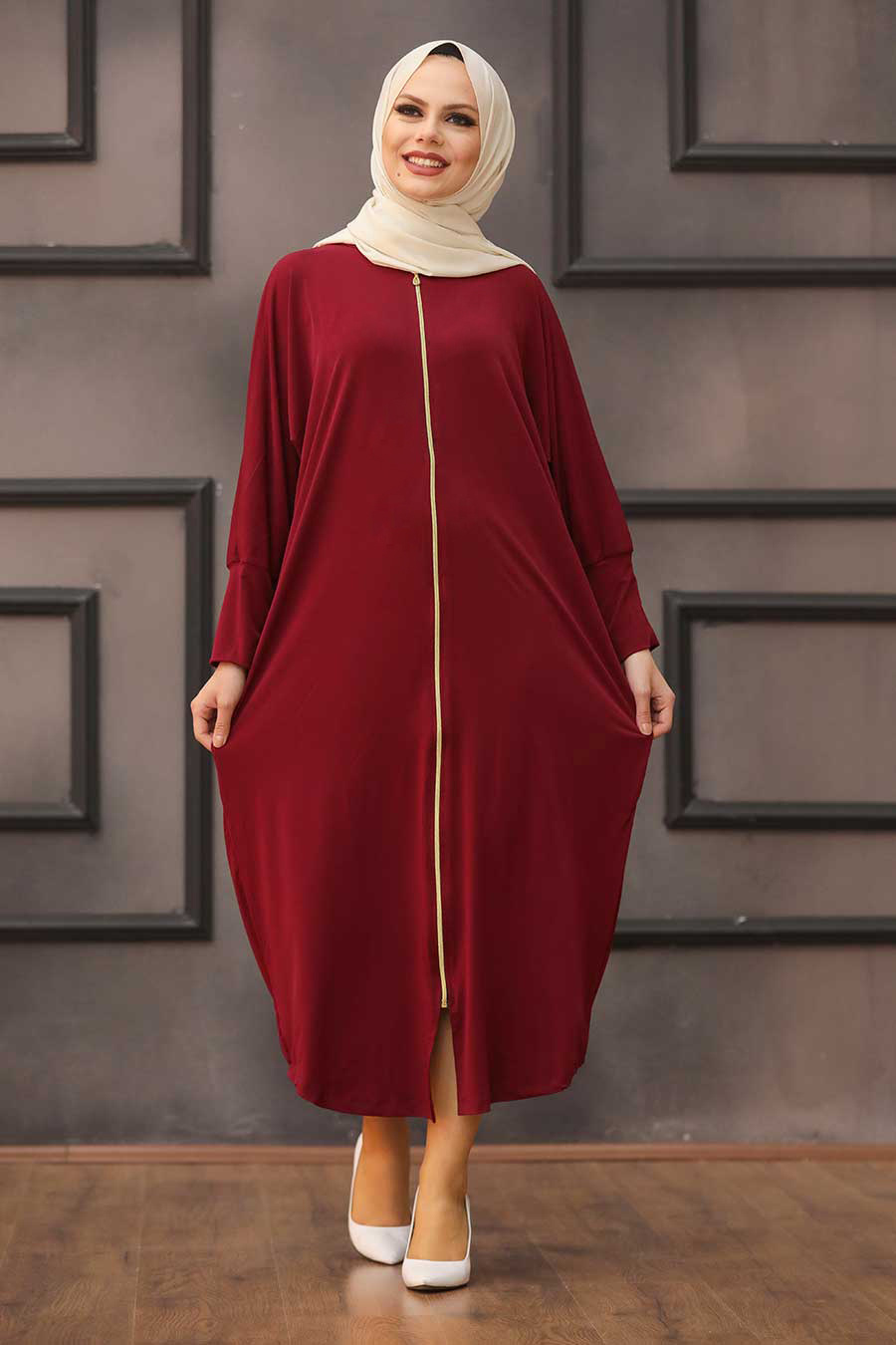 Claret Red Hijab Turkish Abaya 1772BR