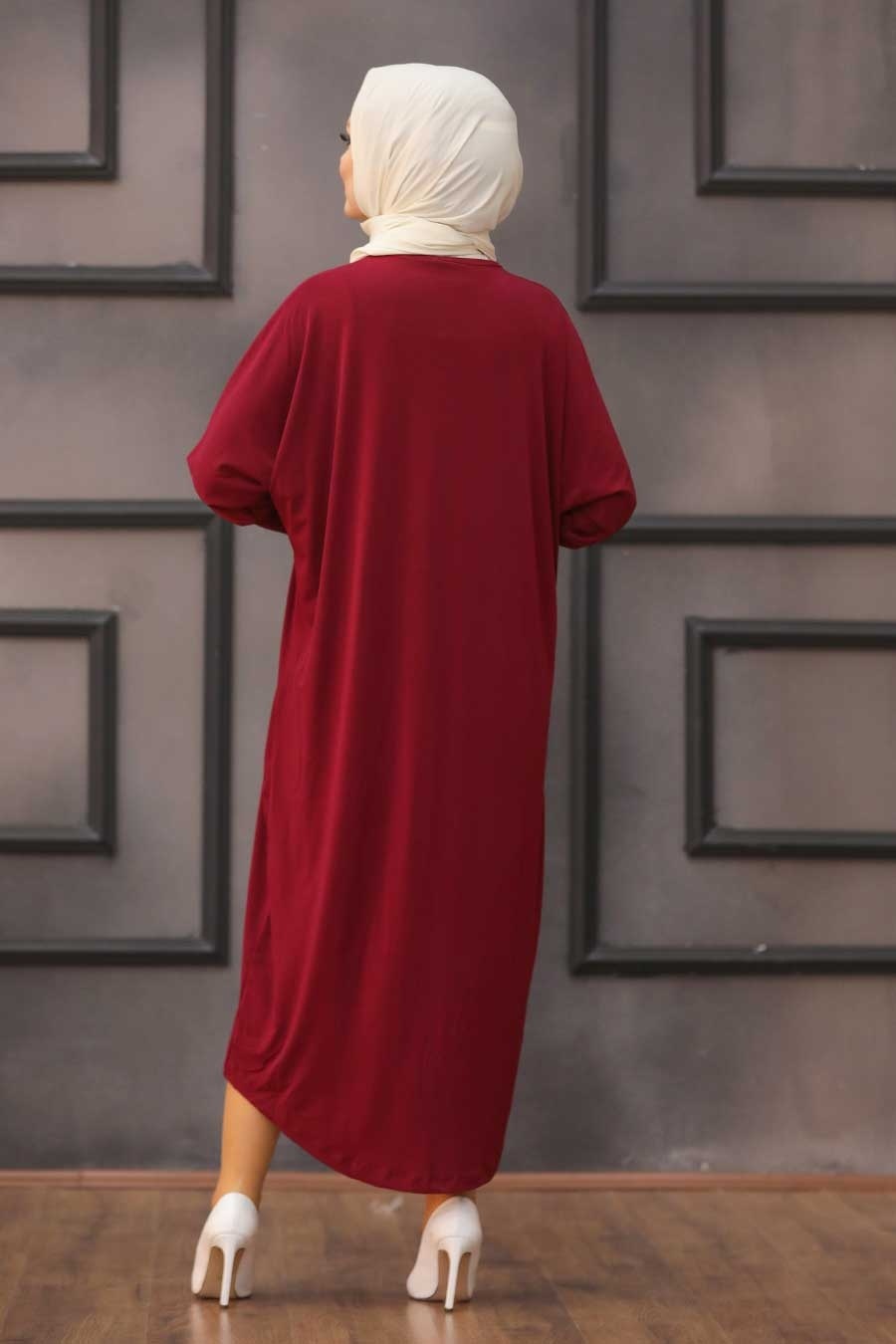 Claret Red Hijab Turkish Abaya 1772BR