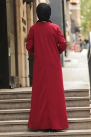 Claret Red Hijab Turkish Abaya 5748BR - Thumbnail