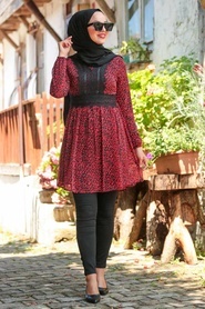 Claret Red Hijab Tunic 3380BR - Thumbnail