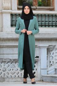 Coat - Almond Green Hijab Coat 52390CY - Thumbnail