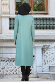 Coat - Almond Green Hijab Coat 52390CY - Thumbnail