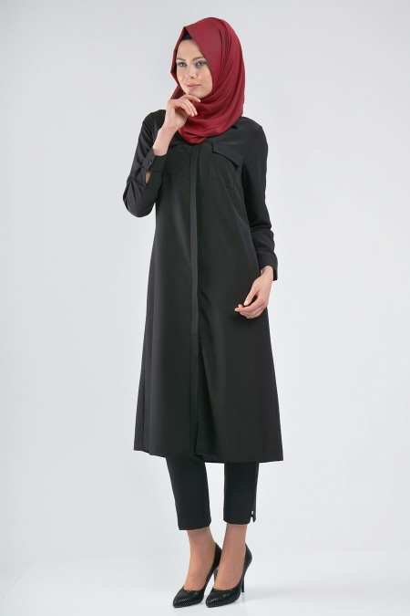 Coat - Black Hijab Coat 5034S