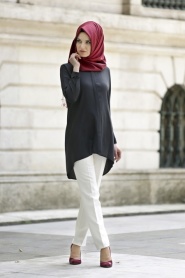 Coat - Black Hijab Coat 5058S - Thumbnail