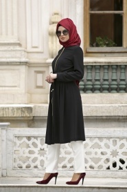 Coat - Black Hijab Coat 5066S - Thumbnail