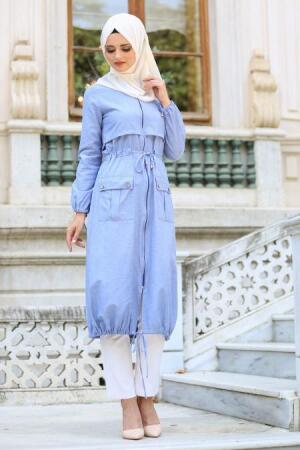 Coat - Blue Hijab Coat 6159M - 1