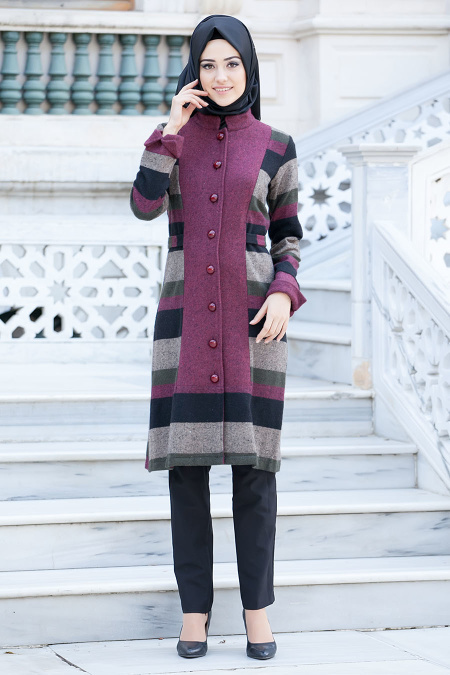 Coat - Claret Red Hijab Coat 5018BR