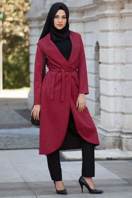 Coat - Claret Red Hijab Coat 51070BR