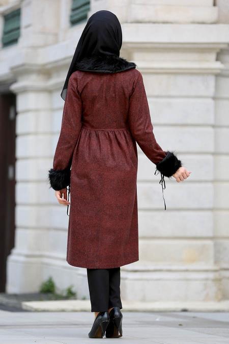 Coat - Claret Red Hijab Coat 53310BR - 2