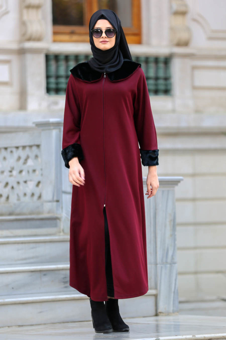 Coat - Claret Red Hijab Coat 53380BR