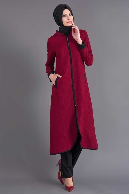 Coat - Claret Red Hijab Coat 6111BR