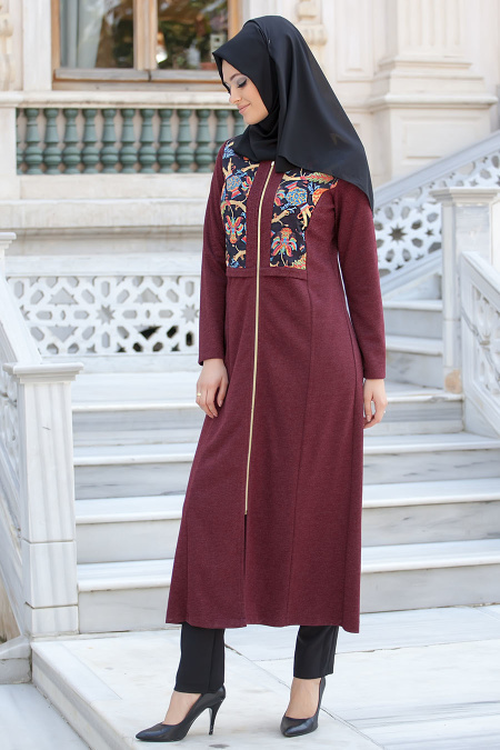 Coat - Claret Red Hijab Coat 6185BR
